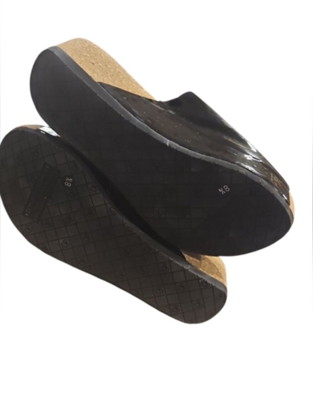 Donald Pliner SZ 8.5 Ginie Black Patent Leather Platform Wedge Sandals - Picture 6 of 8